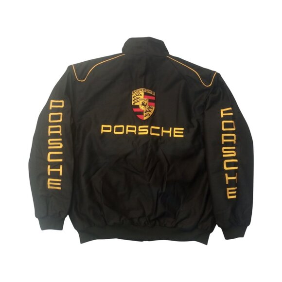 vintage Porsche Embroidery  Black Cotton | Size L - Picture 3 of 4